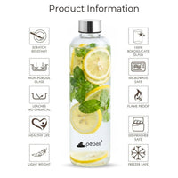 Borosilicate Glass Water Bottle 1000ml by Pebel Lifeware