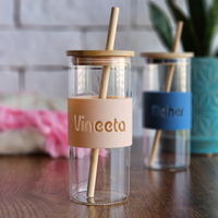 Customized Glass Tumblers with Silicone Band