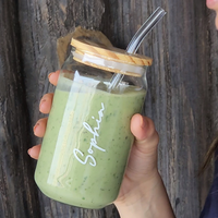 Personalized Can Shaped Juice/Coffee Tumbler with Glass Straw