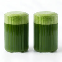Fluted Minimalist Glasses 300ml Set of 2. Ideal for Dessert, Iced Coffee, Matcha, Smoothies.