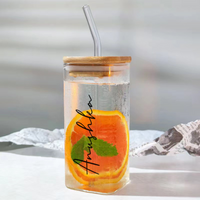 Personalized Square Shaped Juice/Coffee Tumbler with Glass Straw