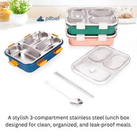 Bento Customized Steel Lunch Box | 3 compartments - Food Container, Chopstick & Spoon