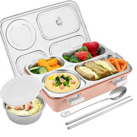 Bento Customized Steel Lunch Box | 4 compartments - Food Container, Chopstick & Spoon | Leakage Proof