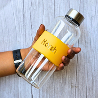 Personalized Glass Bottle with Silicone Sleeve Band 600ml