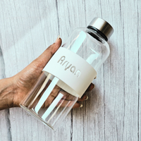 Personalized Glass Bottle with Silicone Sleeve Band 600ml