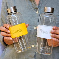 Personalized Glass Bottle with Silicone Sleeve Band 600ml