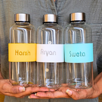 Personalized Glass Bottle with Silicone Sleeve Band 600ml