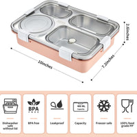 Bento Customized Steel Lunch Box | 4 compartments - Food Container, Chopstick & Spoon | Leakage Proof