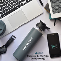 Signature Glass Bottle with Logo on Silicone Sleeve