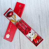 Luxury Gift Box with Rose, Rose Petals, and Custom Spotify Song Keychain