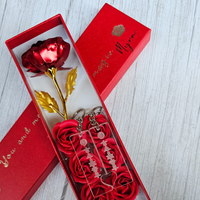 Valentine’s Day Gift Box with Red Rose, Teddy, and Personalized Keychain