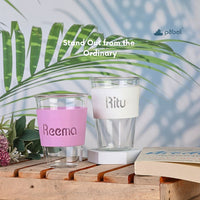 Borosilicate glass tumbler with silicone band for coffee