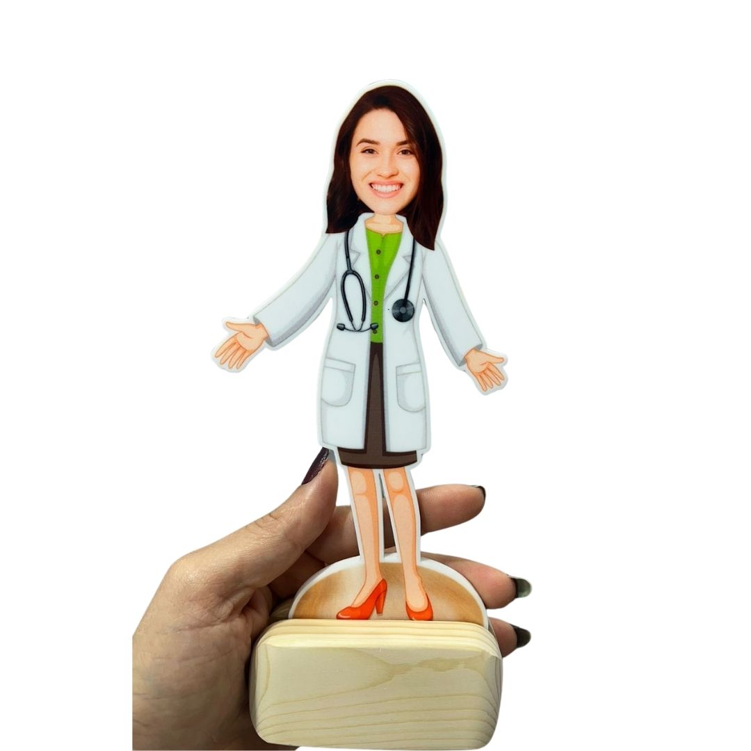 Personalized Caricature Stand – MDF with Wooden Base