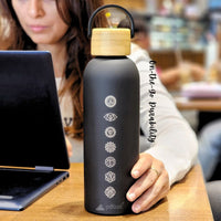 BPA-free steel sipper bottle with Chakra design