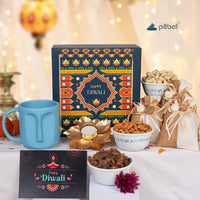 Pebel Lifeware corporate Diwali gift hamper with pastel mug and dry fruits