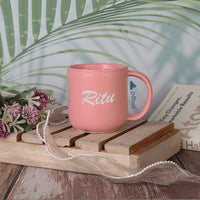 Elegant ceramic coffee mug in soft pastel shades