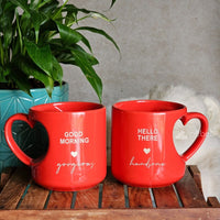 Heart handle couple mugs gift hamper by Pebel Lifeware