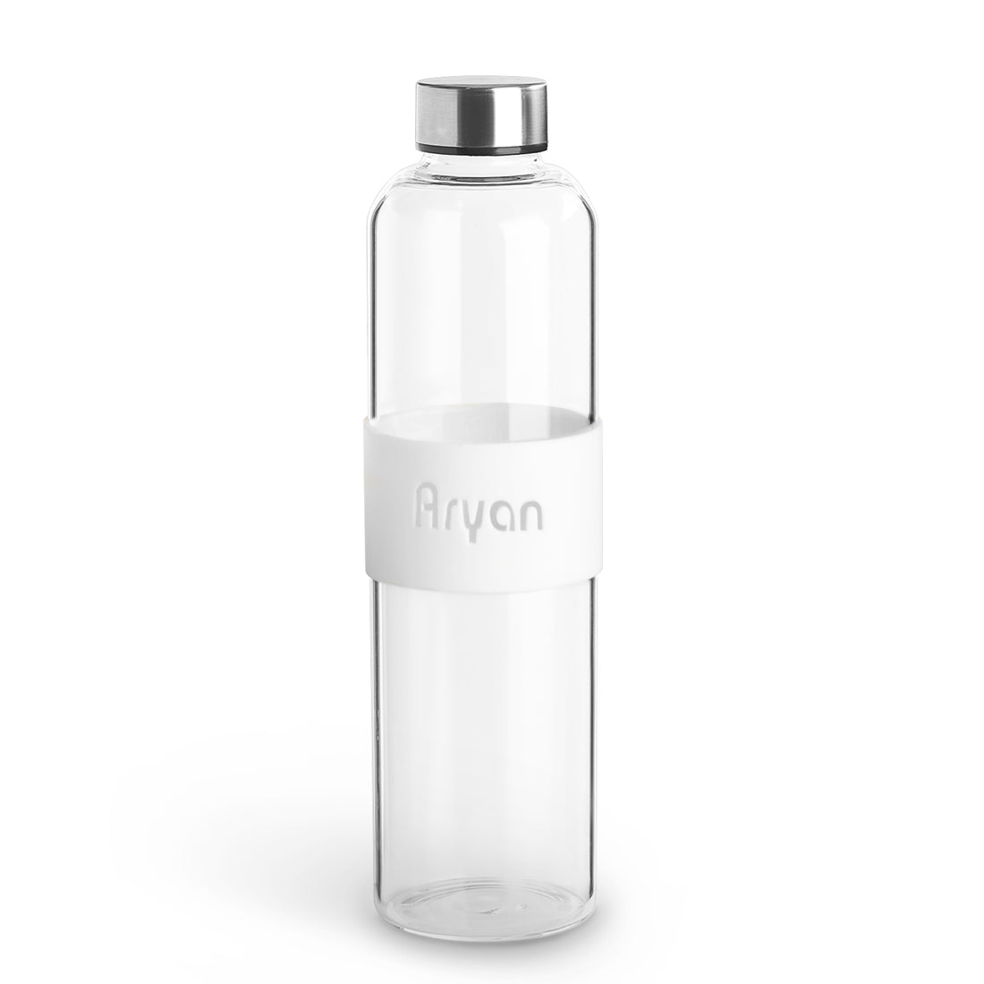 Personalized 1 ltr Fridge Glass Bottle with Silicone Sleeve Band