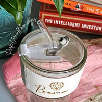 Personalized Juice/Coffee Tumbler with Glass Straw leather band