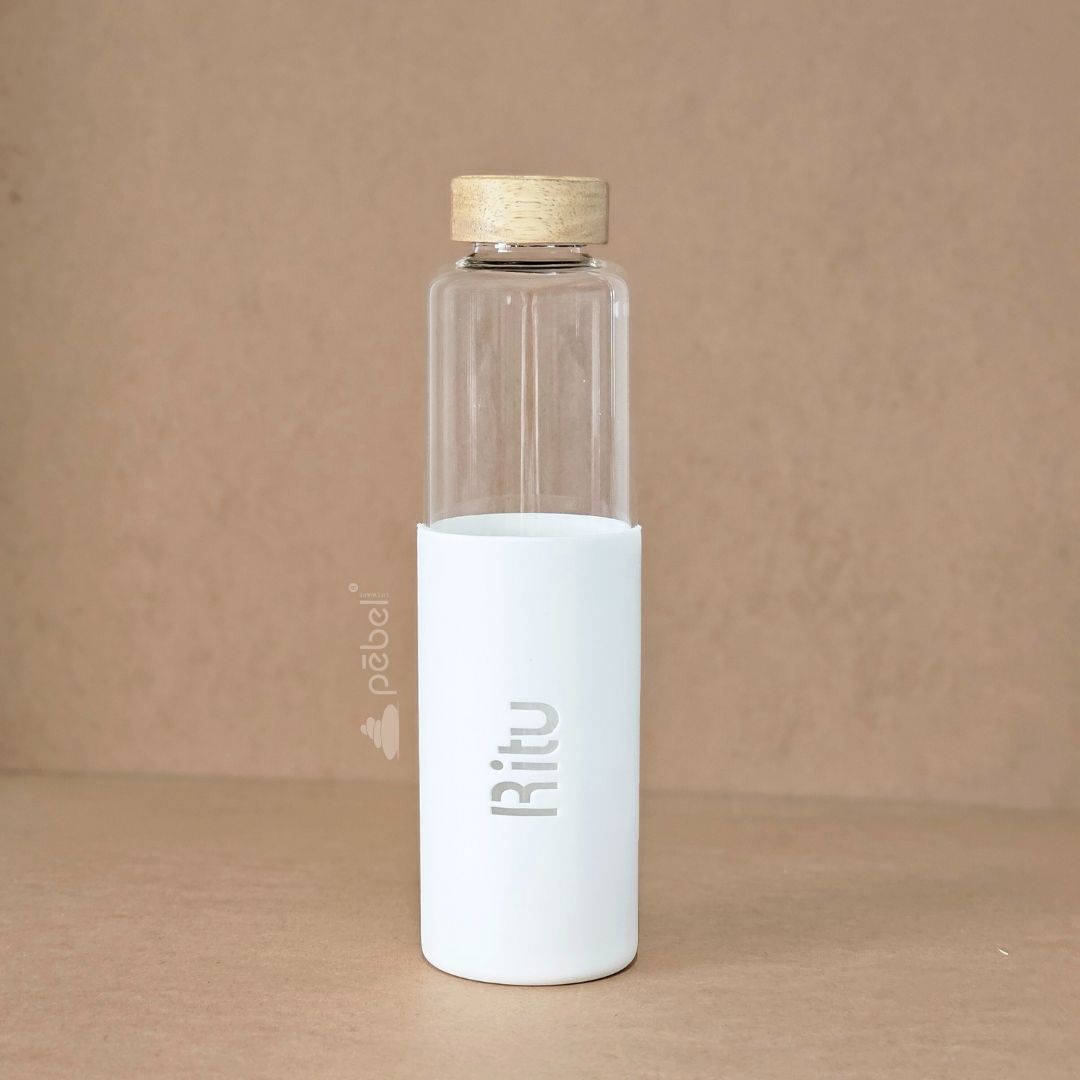 Personalized Name Glass Water Bottles in Pastel Color Silicon Cover