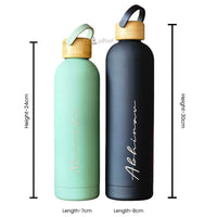 Vacuum Insulated Personalised Steel Water Bottles with wooden lid