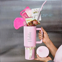 Customized Pink Stainless Steel Tumbler for Rakhi Gifts