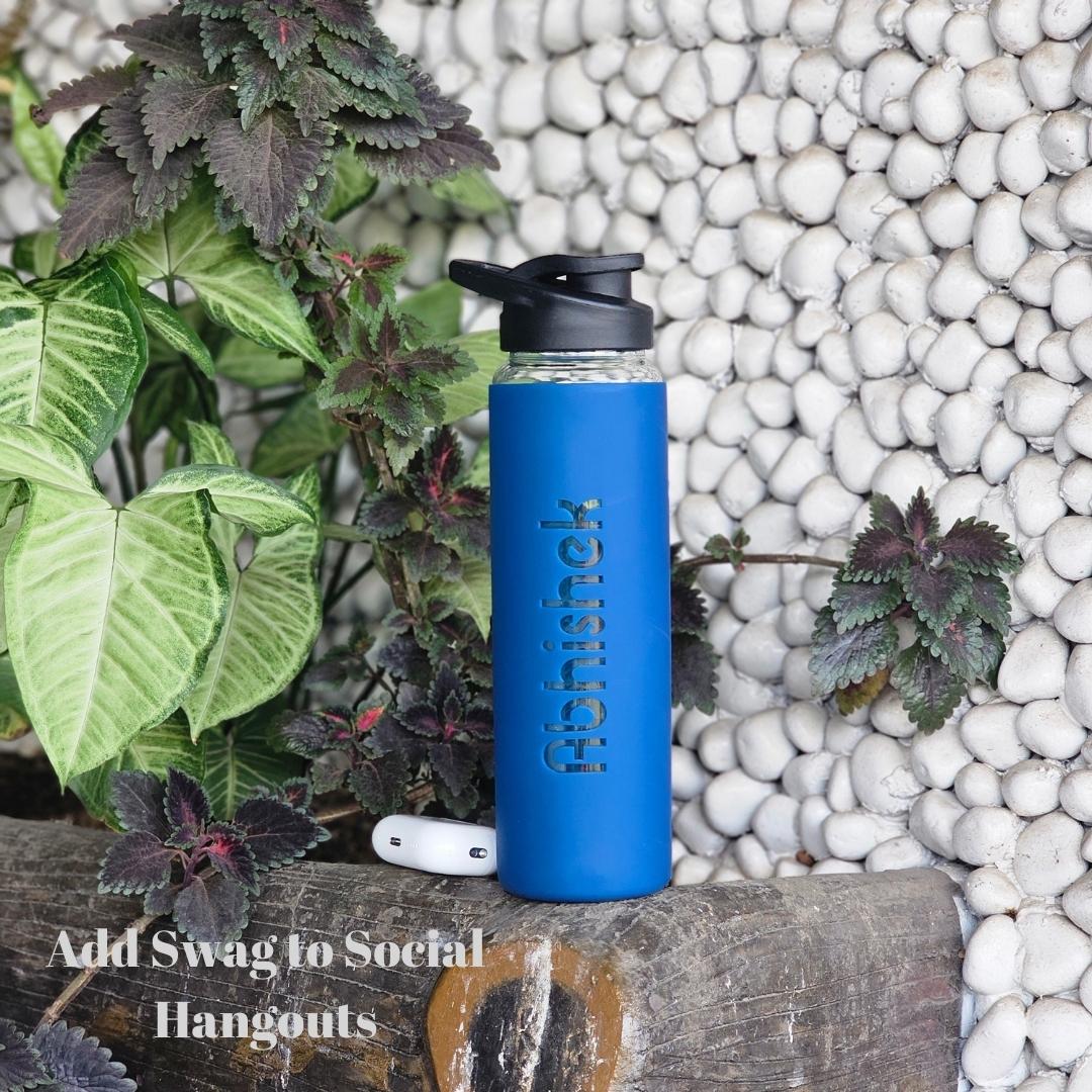Pebel Lifeware Personalized Glass Bottle with Silicone Sleeve - 750ml