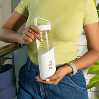 Personalized Borosilicate Glass Bottle with Silicone Sleeve