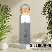 Eco-friendly borosilicate glass bottle with anti-slip silicone sleeve