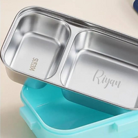 Customized Steel Bento Lunch Box with 2 Compartments and Spill-Proof Container