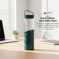 SiliBella Personalized Glass Bottle with Silicone Sleeve | 750ml - Your Logo