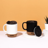 Custom coffee mug with heat-resistant cork bottom