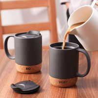 Personalized ceramic coffee mug with cork base