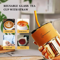Personalized Juice/Coffee Tumbler with Glass Straw leather band