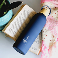 Vacuum Insulated Steel Water Bottles with wooden lid