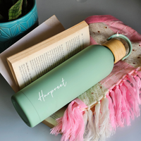 Vacuum Insulated Steel Water Bottles with wooden lid