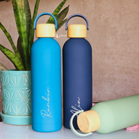 Vacuum Insulated Steel Water Bottles with wooden lid