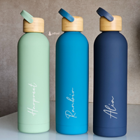 Vacuum Insulated Steel Water Bottles with wooden lid