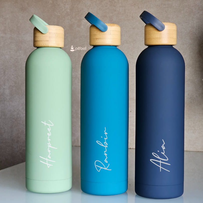 Personalized Ultra Luxurious Vacuum Insulated Steel Water Bottles with wooden lid | 700ml