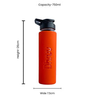 Pebel Lifeware Personalized Glass Bottle with Silicone Sleeve - 750ml