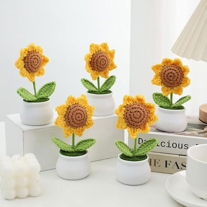 Sunflower Crochet Pot