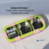 Customized Leakproof Silicone Ring Bento Lunch Boxes with 3 Compartments