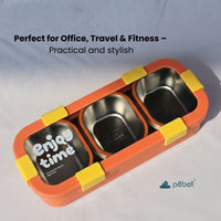 Customized Leakproof Silicone Ring Bento Lunch Boxes with 3 Compartments