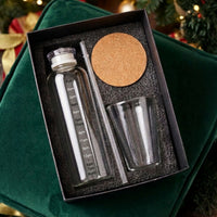 Modern Time Marking Borosilicate Glass Bottle & Viral Coffee Glass with Straw & Coaster | 750ml