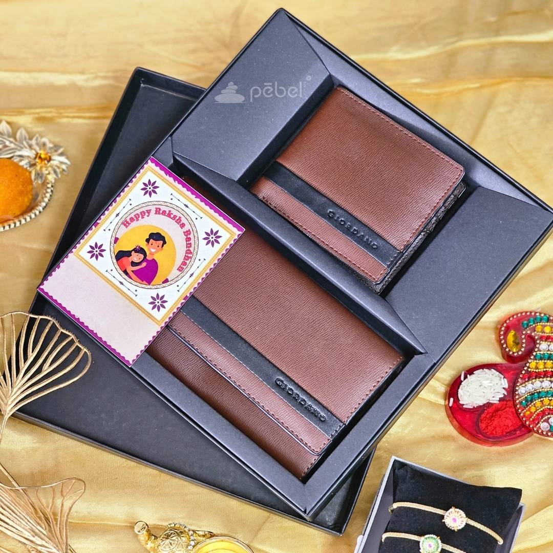 Personalized leather wallet and clutch Rakhi gift
