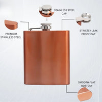 Rose Gold & Matt Black Stainless Steel Hip Flask - Set of 2