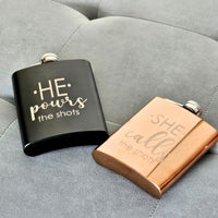 Rose Gold & Matt Black Stainless Steel Hip Flask - Set of 2