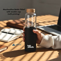 Marshmallow Glass Bottle with Silicone Sleeve | 750ml - Your Logo