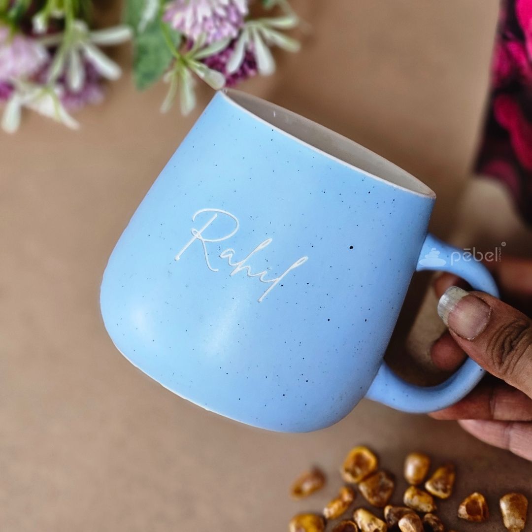 Blue mug with &