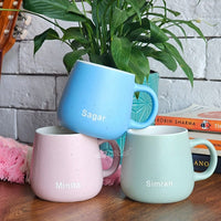 Personalized pastel ceramic coffee mug with name engraving